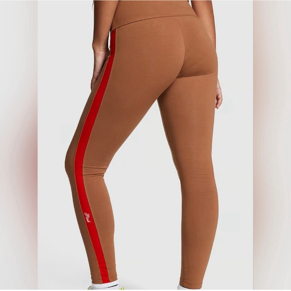 Victroria's Secret PINK Victoria's Secret Leggings XXL Brown Red Striped NEW - Picture 2 of 15